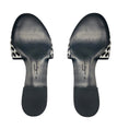 Load image into Gallery viewer, Salvatore Ferragamo Black / White Rhodes Logo Buckle Woven Leather Flat Slide Sandals