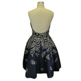 Load image into Gallery viewer, Carolina Herrera Navy Blue / White / Black Floral Embroidered Strapless A-Line Silk Dress