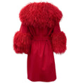 Load image into Gallery viewer, Fleurette Red Wool Belted Coat with Tibetan Lamb Collar