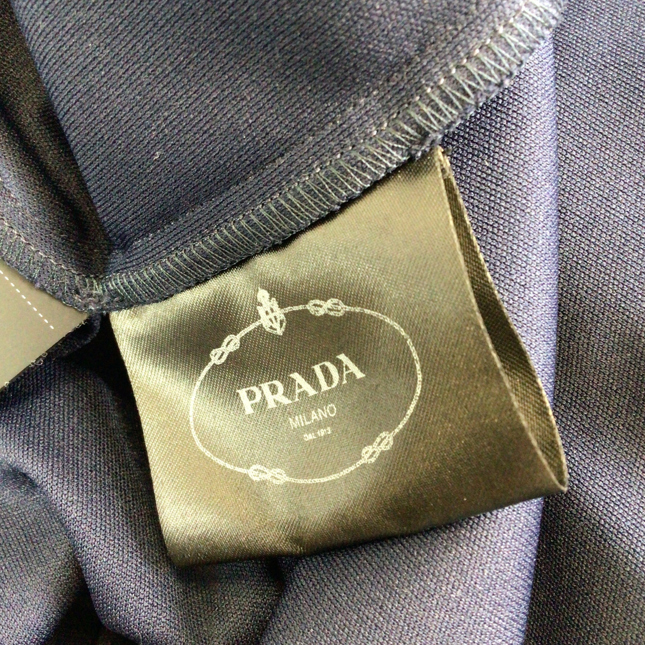 Prada Navy Blue 2018 Short Sleeved Jersey Midi Dress