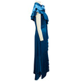 Load image into Gallery viewer, Peter Pilotto Blue Ruffled Tie Neck Satin Maxi Dress