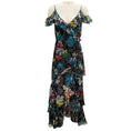 Load image into Gallery viewer, Peter Pilotto Black Multi Floral Printed Cold Shoulder Silk Chiffon Maxi Dress
