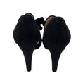 Load image into Gallery viewer, Miu Miu Black Open Toe Suede Heels with Velvet Bow