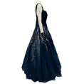 Load image into Gallery viewer, Mac Duggal Navy Blue Embellished Satin and Mesh Tulle Gown