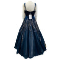 Load image into Gallery viewer, Mac Duggal Navy Blue Embellished Satin and Mesh Tulle Gown