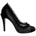 Load image into Gallery viewer, Chanel Black Lace Ruffle Pumps