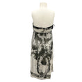 Load image into Gallery viewer, Chanel Ivory / Black 2010 Camellia CC Logo Print Strapless Silk Chiffon Dress