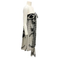 Load image into Gallery viewer, Chanel Ivory / Black 2010 Camellia CC Logo Print Strapless Silk Chiffon Dress