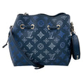 Load image into Gallery viewer, Louis Vuitton Navy Blue / Silver Chain Mahina Leather Bella Bucket Bag with Pouch