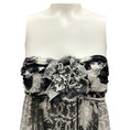 Load image into Gallery viewer, Chanel Ivory / Black 2010 Camellia CC Logo Print Strapless Silk Chiffon Dress