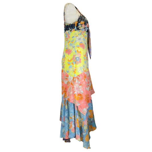 Peter Pilotto Multicolored Printed Crepe Long Day Dress / Cami Dress