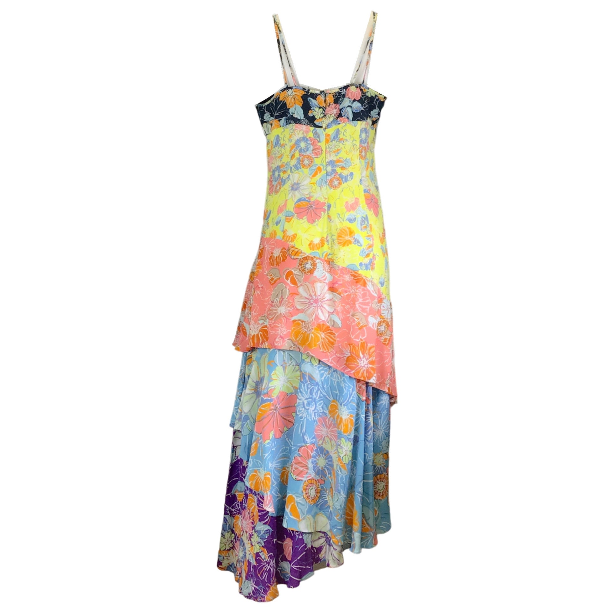Peter Pilotto Multicolored Printed Crepe Long Day Dress / Cami Dress