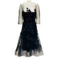 Load image into Gallery viewer, Carolina Herrera Navy Embellished Tulle Midi Gown
