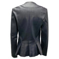 Load image into Gallery viewer, Shari's Place Navy Stretch Leather Peplum Jacket