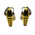 Load image into Gallery viewer, Fendi Beige / Gold Studded Suede and Leather Block Heel Sandals