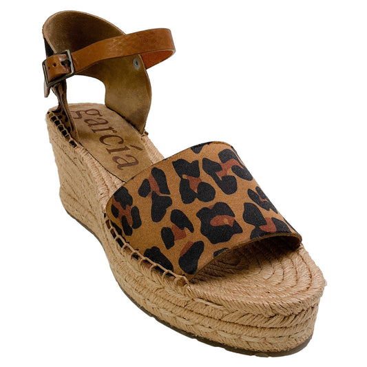 Pedro Garcia Leopard Satin Orazia Espadrille Sandals