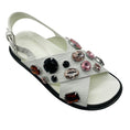 Load image into Gallery viewer, Marni White Multi Crystal Embellished Grained Leather Cross Strap Slingback Sandals