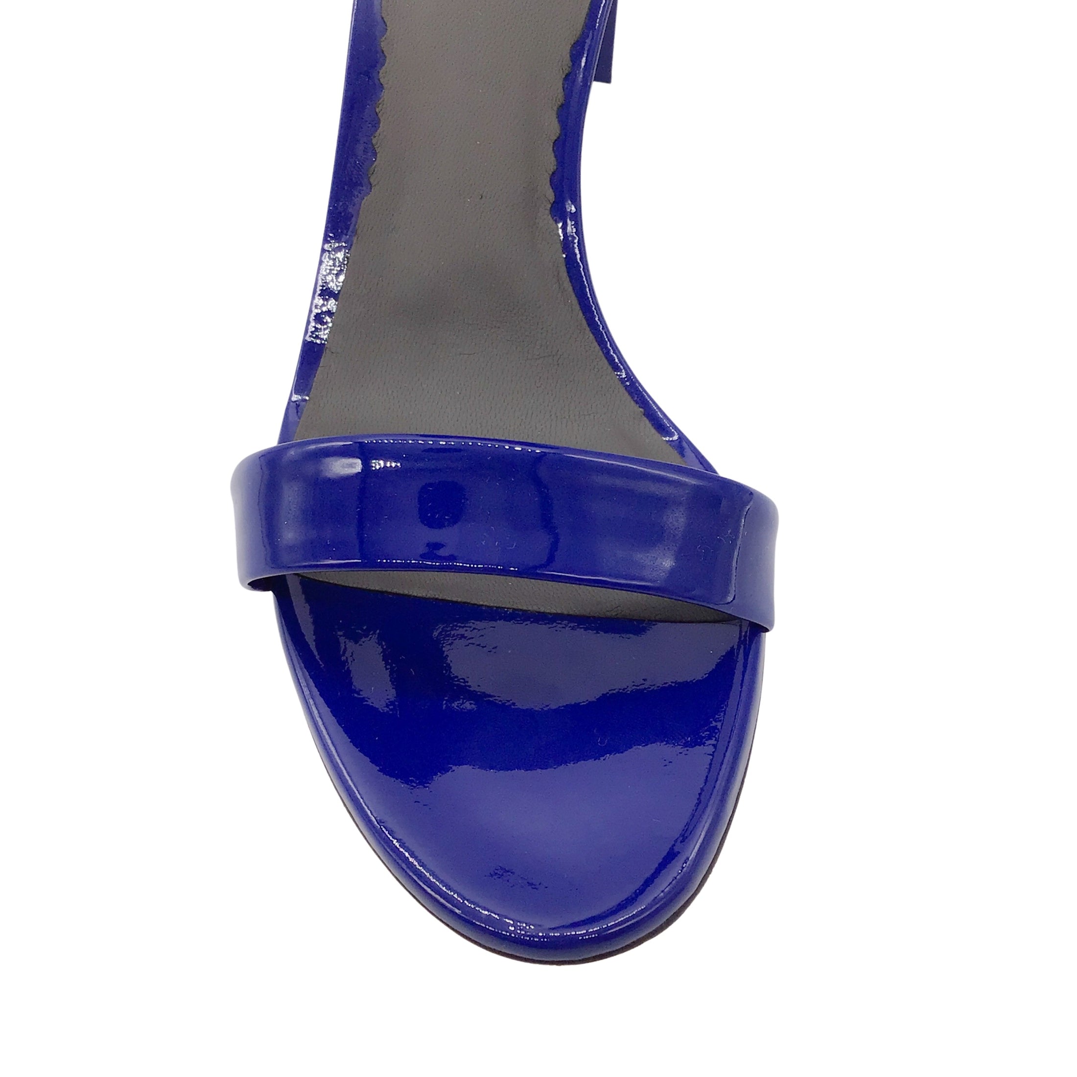 Reed Krakoff Blue Patent Leather and Suede Block Heel Sandals