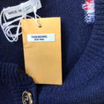 Load image into Gallery viewer, Thom Browne Navy Blue Bow Design Long Sleeved Button-down Cashmere Knit Cardigan Sweater