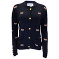 Load image into Gallery viewer, Thom Browne Navy Blue Bow Design Long Sleeved Button-down Cashmere Knit Cardigan Sweater