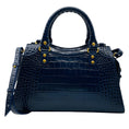 Load image into Gallery viewer, Balenciaga Navy Blue Croc Embossed Small Neo Classic City Satchel