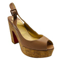 Load image into Gallery viewer, Christian Louboutin Nude Leather and Cork Platform Peep Toe Sandals
