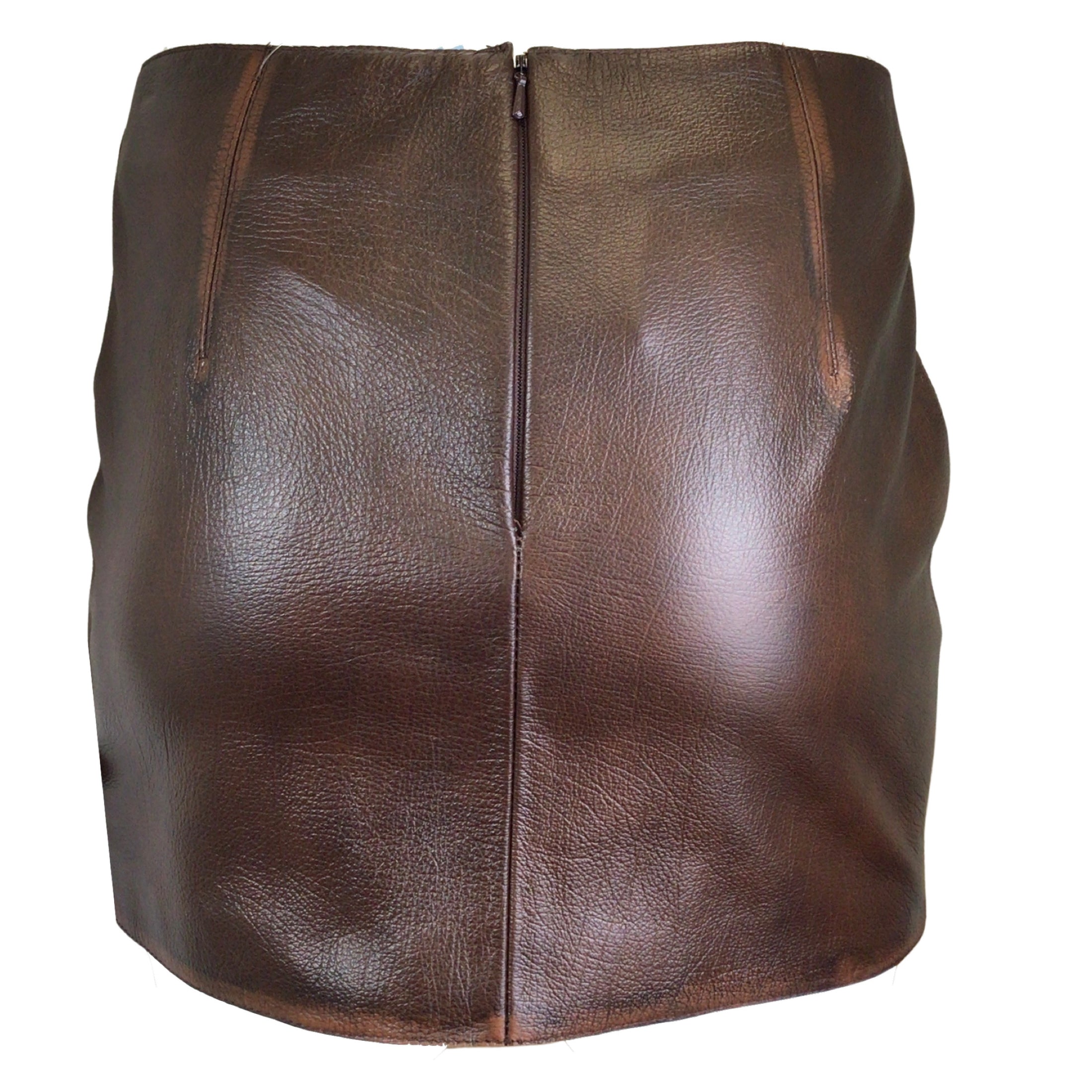 16ARLINGTON Brown Haile Leather Mini Skirt