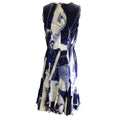 Load image into Gallery viewer, Oscar de la Renta Blue / White Printed Sleeveless Silk Dress
