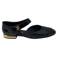 Load image into Gallery viewer, Chanel Black / Gold CC Logo Quilted Lambskin Patent Cap Toe Mary Jane Ballerina Flats