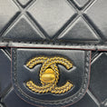 Load image into Gallery viewer, Chanel Black / Burgundy Trimmed Quilted Leather Single Flap Handbag with Aged Gold Hardware