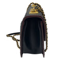 Load image into Gallery viewer, Chanel Black / Burgundy Trimmed Quilted Leather Single Flap Handbag with Aged Gold Hardware