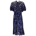 Load image into Gallery viewer, Proenza Schouler Navy Blue / Purple Draped Tie Dye Print Midi Dress