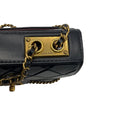 Load image into Gallery viewer, Chanel Black / Burgundy Trimmed Quilted Leather Single Flap Handbag with Aged Gold Hardware