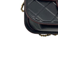Load image into Gallery viewer, Chanel Black / Burgundy Trimmed Quilted Leather Single Flap Handbag with Aged Gold Hardware