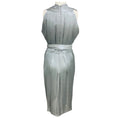 Load image into Gallery viewer, Martin Grant Silver Grey Shimmer Draped Sleeveless V-Neck Midi Dress with Belt