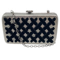 Load image into Gallery viewer, Chanel Silver / Black Pre-Fall 2015 Metiers d'Art Paris-Salzburg Velvet Trimmed Metal Clutch