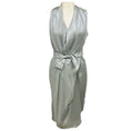 Load image into Gallery viewer, Martin Grant Silver Grey Shimmer Draped Sleeveless V-Neck Midi Dress with Belt