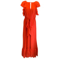 Load image into Gallery viewer, Monique Lhuillier Collection Poppy Red Ruffled Detail Belted Silk Maxi Dress

