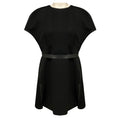 Load image into Gallery viewer, Valentino Black Lambskin Leather Trimmed Wool Crepe Mini Dress with Belt