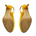 Load image into Gallery viewer, Oscar de la Renta Yellow Origami Open Toe Satin Sculpted Heel Slingback Heels