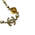 Load image into Gallery viewer, Chanel 2018 CC Logo Pearl Embellished Long Gold Chain Necklace with Camellias