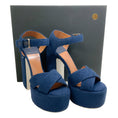Load image into Gallery viewer, Laurence Dacade Navy Blue Terry Rosella Platform Sandals
