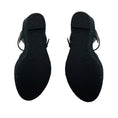 Load image into Gallery viewer, Saint Laurent Black Smooth Leather Tribute Espadrille Wedge Sandals