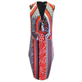 Load image into Gallery viewer, Just Cavalli Red / Light Blue Multi Printed Sleeveless V-Neck Midi Dress