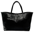 Load image into Gallery viewer, Salvatore Ferragamo Black Snakeskin Leather Double Top Handle Tote Handbag
