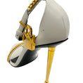 Load image into Gallery viewer, Tom Ford Ivory Leather Pointy Naked Sandals with Gold Chain and Padlock