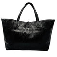 Load image into Gallery viewer, Salvatore Ferragamo Black Snakeskin Leather Double Top Handle Tote Handbag