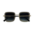 Load image into Gallery viewer, Chanel Dark Grey Gradient Lens Rimless Square Frame Sunglasses with Gold Chain Detail