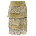 Load image into Gallery viewer, Valentino Vintage Beige Suede and Lace Tiered Skirt