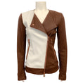 Load image into Gallery viewer, Thomas Wylde Brown / Ivory Stretch Leather Moto Jacket
